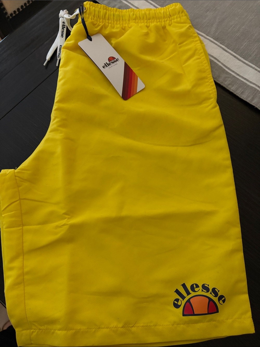 ellesse Bright Yellow Mens Swim Shorts with Logo